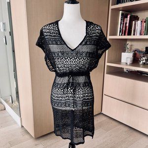 Crochet Tie Waist Swim Coverup | O/S | Black